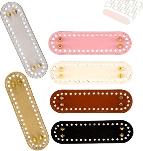 6PCS PU Leather Bag Bottom Base Crochet Bag Bottom DIY Hand-Woven Bottom Rectangle Knitting Crochet for Handbag Purse Tote Shoulder CrossbodyCrafts Making in Saudi Arabia