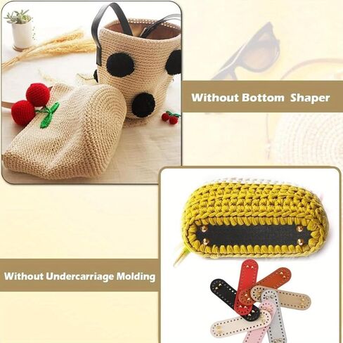 6PCS PU Leather Bag Bottom Base Crochet Bag Bottom DIY Hand-Woven Bottom Rectangle Knitting Crochet for Handbag Purse Tote Shoulder CrossbodyCrafts Making in Saudi Arabia