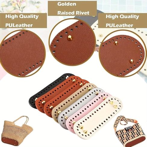 6PCS PU Leather Bag Bottom Base Crochet Bag Bottom DIY Hand-Woven Bottom Rectangle Knitting Crochet for Handbag Purse Tote Shoulder CrossbodyCrafts Making in Saudi Arabia