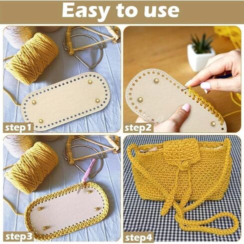 6PCS PU Leather Bag Bottom Base Crochet Bag Bottom DIY Hand-Woven Bottom Rectangle Knitting Crochet for Handbag Purse Tote Shoulder CrossbodyCrafts Making in Saudi Arabia