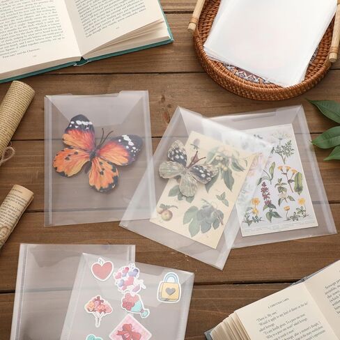 Tinlade 100 Pcs Stamp and Die Storage Pockets Clear Stamp Holder 5-5/8" x 7-3/8" Die Cut Storage Sleeves Organizer in Saudi Arabia