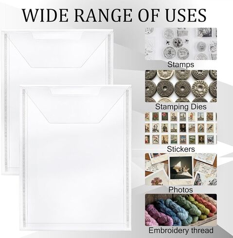 Tinlade 100 Pcs Stamp and Die Storage Pockets Clear Stamp Holder 5-5/8" x 7-3/8" Die Cut Storage Sleeves Organizer in Saudi Arabia