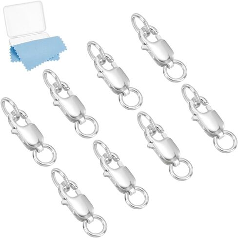 UNICRAFTALE حوالي 8 قطع 925 الفضة الاسترليني الإيطالية مستطيل جراد البحر مخلب المشبك الشظية مع حلقات القفز مغلقة 14 مم موصلات معدنية طويلة المشبك لقلائد DIY سوار صنع المجوهرات in Kuwait