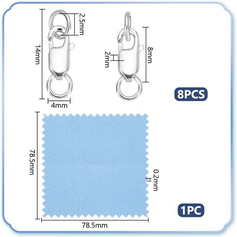 UNICRAFTALE حوالي 8 قطع 925 الفضة الاسترليني الإيطالية مستطيل جراد البحر مخلب المشبك الشظية مع حلقات القفز مغلقة 14 مم موصلات معدنية طويلة المشبك لقلائد DIY سوار صنع المجوهرات in Kuwait