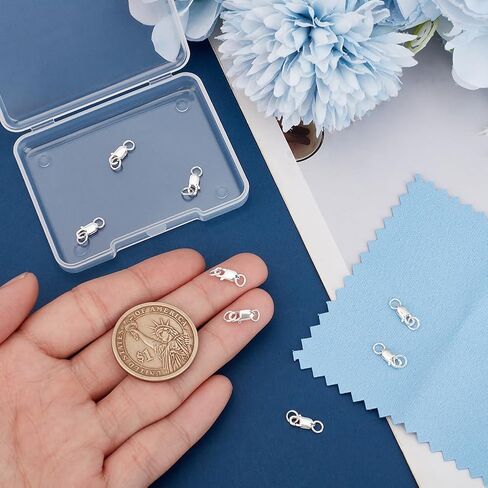 UNICRAFTALE حوالي 8 قطع 925 الفضة الاسترليني الإيطالية مستطيل جراد البحر مخلب المشبك الشظية مع حلقات القفز مغلقة 14 مم موصلات معدنية طويلة المشبك لقلائد DIY سوار صنع المجوهرات in Kuwait