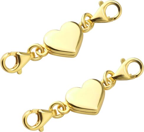 2pcs Heart Shaped Magnetic Clasps, Gold Double Lobster Clasp Alloy Necklace Closures Bracelet Chain Extender for Jewelry Making DIY Accessories in Saudi Arabia