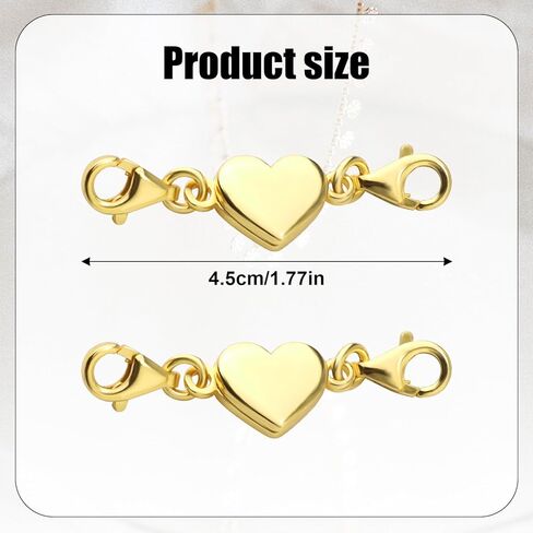 2pcs Heart Shaped Magnetic Clasps, Gold Double Lobster Clasp Alloy Necklace Closures Bracelet Chain Extender for Jewelry Making DIY Accessories in Saudi Arabia