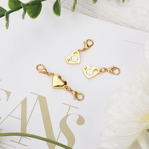 2pcs Heart Shaped Magnetic Clasps, Gold Double Lobster Clasp Alloy Necklace Closures Bracelet Chain Extender for Jewelry Making DIY Accessories in Saudi Arabia