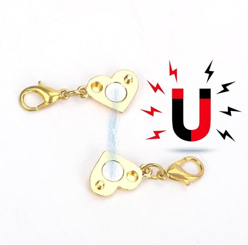 2pcs Heart Shaped Magnetic Clasps, Gold Double Lobster Clasp Alloy Necklace Closures Bracelet Chain Extender for Jewelry Making DIY Accessories in Saudi Arabia