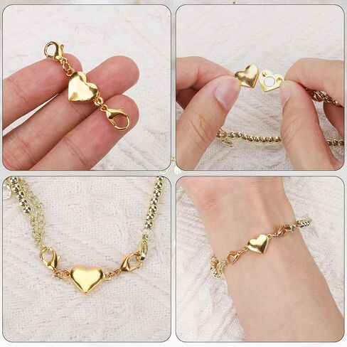 2pcs Heart Shaped Magnetic Clasps, Gold Double Lobster Clasp Alloy Necklace Closures Bracelet Chain Extender for Jewelry Making DIY Accessories in Saudi Arabia