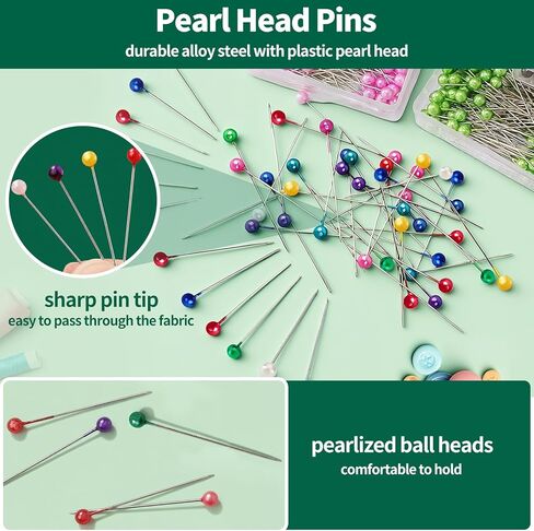 1470Pcs Sewing Pins Set with Storage Case for Fabric, 1.6inch Straight Pins with Pearlized Ball, Mini Small Large Safety Pin for Dressmaker and Crafts Making in Saudi Arabia