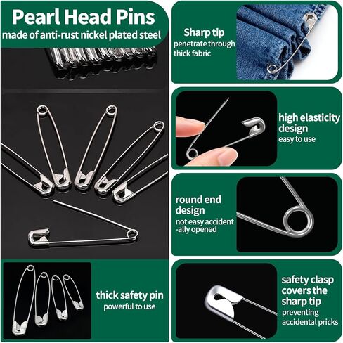 1470Pcs Sewing Pins Set with Storage Case for Fabric, 1.6inch Straight Pins with Pearlized Ball, Mini Small Large Safety Pin for Dressmaker and Crafts Making in Saudi Arabia