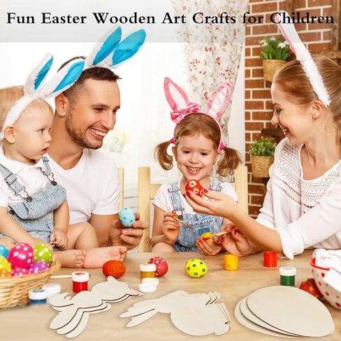 12 Pieces Large Easter Bunny Egg Wood Cutouts 12 Inch Unfinished Wooden Egg Bunny Slices Blank Wooden Rabbit Egg Shapes Easter Wood Bunny Ornament for Painting Spring Decor Easter Party DIY Crafts in Saudi Arabia