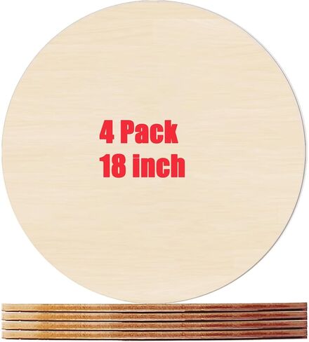 4 Pack Plywood Round Board for Crafts-18 x 18 Inch Circle Sheets with Smooth Surfaces-Unfinished Wood Boards for DIY Project Laser Cutting, Wood Burning, Architectural Models, Staining in Saudi Arabia