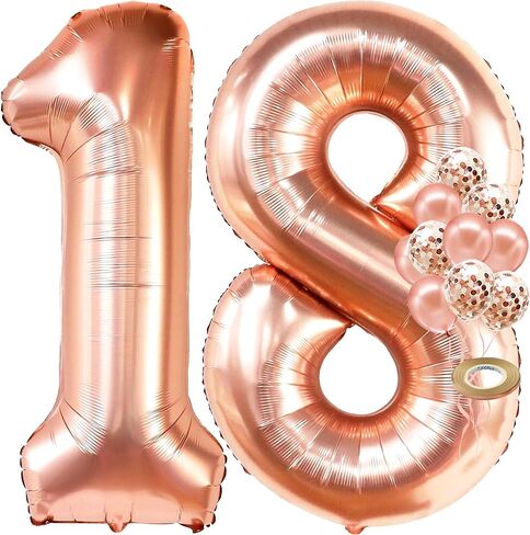 KatchOn, Rose Gold Sweet 16 Party Decorations - 40 Inch | Rose Gold Sweet 16 Balloons | Rose Gold 16 Balloon Numbers, Confetti Balloons | 16th Birthday Decorations for Girls | Anniversary Decorations in Saudi Arabia