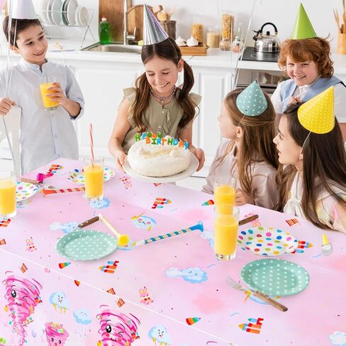 PHOGARY 2 PCS Two Nado Party Tablecloths, Two Nado Birthday Decorations Girl Disposable Rectangle Table Cover Plastic Tornado Party Table Cloth for 2nd Birthday Decorations for Girl 54" X 108" in Saudi Arabia