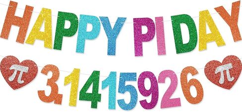 Happy Pi Day Banner - NO DIY Pi Day Decorations For Party Supplies Colorful Glitter Pi Day Décor and Party Favors in Kuwait
