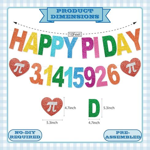 Happy Pi Day Banner - NO DIY Pi Day Decorations For Party Supplies Colorful Glitter Pi Day Décor and Party Favors in Kuwait