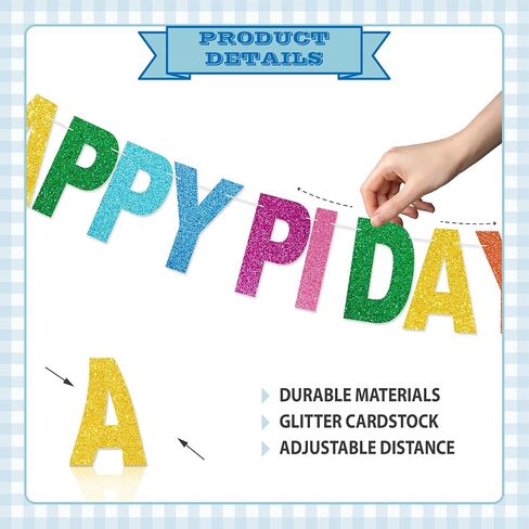 Happy Pi Day Banner - NO DIY Pi Day Decorations For Party Supplies Colorful Glitter Pi Day Décor and Party Favors in Kuwait