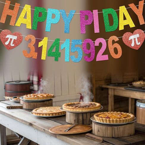 Happy Pi Day Banner - NO DIY Pi Day Decorations For Party Supplies Colorful Glitter Pi Day Décor and Party Favors in Kuwait