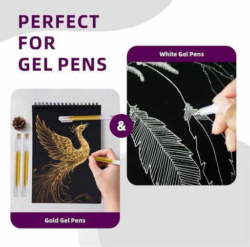 كتاب رسم أسود بغلاف مقوى - دفتر رسم حلزوني مقاس 6 بوصة × 9 بوصة للفنانين والطلاب والكبار، ورق رسم أسود ثقيل الوزن لا ينزف مثالي لأقلام التحديد المعدنية/الجل/الطباشير، دفتر رسم جاهز للهدايا in Kuwait