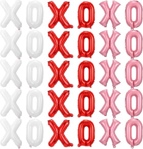 32 قطعة من بالونات عيد الحب مقاس 40.64 سم XOXO بالونات عيد الحب من رقائق الفويل لتزيين حفلات الزفاف والذكرى السنوية وحفلات الزفاف وحفلات العزوبية (متعددة الألوان) in Kuwait