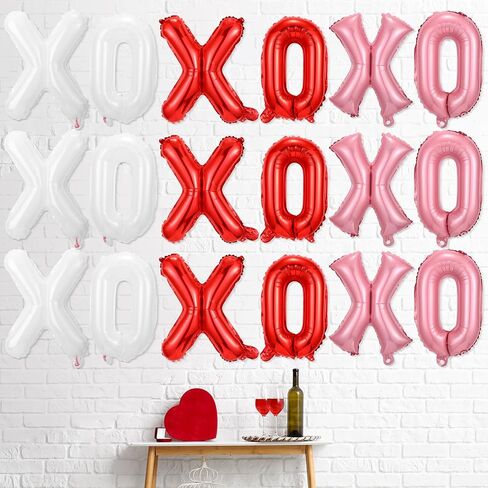 32 قطعة من بالونات عيد الحب مقاس 40.64 سم XOXO بالونات عيد الحب من رقائق الفويل لتزيين حفلات الزفاف والذكرى السنوية وحفلات الزفاف وحفلات العزوبية (متعددة الألوان) in Kuwait