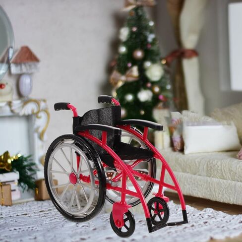 Angoily 1 Set Wheelchair Toys Mini Crutch Models Dollhouse Realistic Mobility Indoor Doll Wheelchair Baby Play Accessories Decorations Model Tiny Doll Playset Diy Landscaping Prop Princess Plastic Red in Saudi Arabia