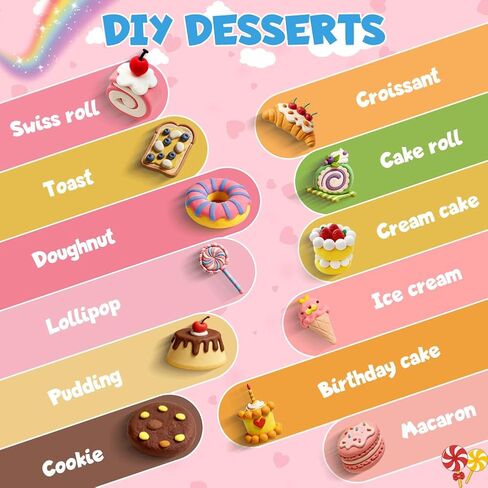 Air Dry Clay Kit with Greeting Cards, 12 Box Dessert Cake Modeling Clay, DIY Art and Craft Supplies for Kids Classroom Gift Exchange, Party Favors in Saudi Arabia