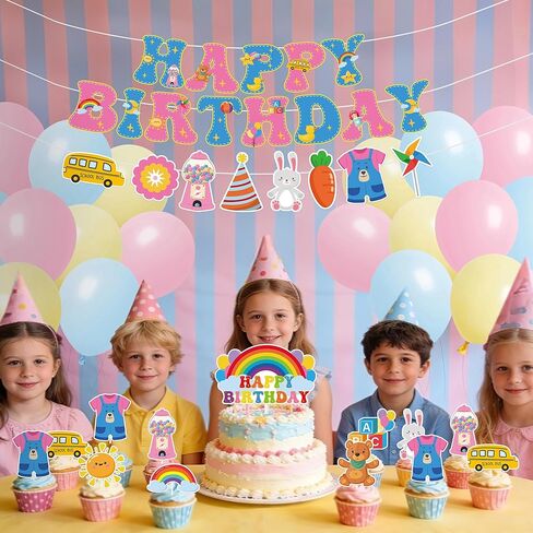زينة حفلات أعياد الميلاد بألوان قوس قزح - 46 قطعة من بالونات جارلاند المثبتة مسبقًا، مجموعة تزيين تزيين الكيك، مجموعة من مستلزمات مدرسي اللغة الإنجليزية للفتيات الكرتونية السعيدة للأطفال المعجبين بالفصول الدراسية in Kuwait