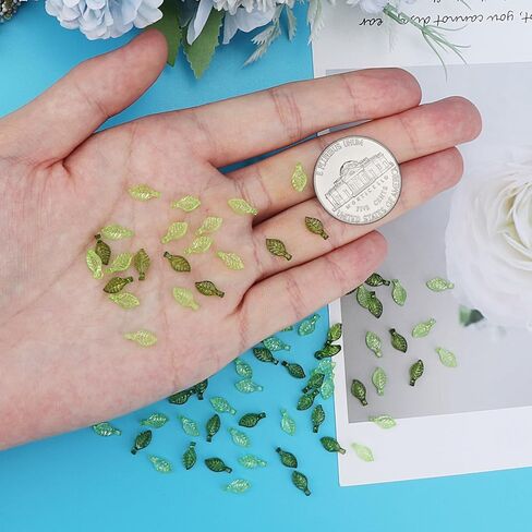 800 قطعة من خرز الأوراق الخضراء الشفاف، خرز زجاجي لطيف لصنع المجوهرات، أوراق شجر نبات الأكريليك، دلايات كبيرة للحرف اليدوية DIY، أساور وقلائد، سلاسل المفاتيح، دقات الرياح in Kuwait