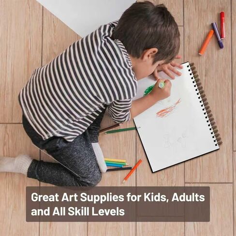 كتاب رسم ثقيل الوزن من KAKKUE مقاس 8 × 11.5 بوصة، لوحة رسم حلزونية 200 جرامًا للمتر المربع، 80 ورقة ورق رسم مثقوب خالٍ من الأحماض، لوازم فنان محترف لوحة فنية للوسائط المختلطة والرسم والرسم in Kuwait