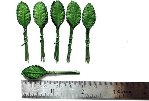 Ploen 50 pcs Green Leaves Roses Mulberry Paper Leaves with Wire Stems Size 1 cm Tiny Leaf Green104 Mulberry Paper Leaves Craft Supplies Scrapbooking Embellishments for so Many Card DIY Craft Projects in Saudi Arabia