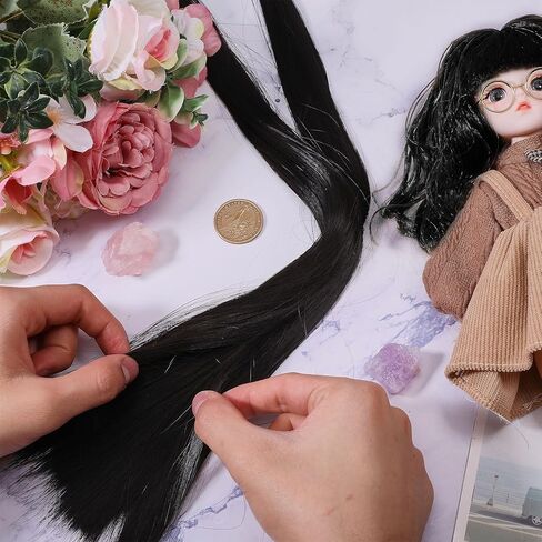 CHGCRAFT Doll Hair Wefts for Rerooting Doll Wigs Doll Hair Extensions for Doll Hair Making Doll DIY Making Accessories Figurine Wigs, Black in Saudi Arabia