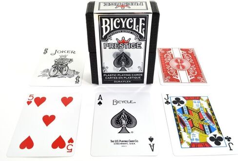 2 Decks Bicycle Prestige Poker Size Playing Cards Red and Blue 100% Plastic in Saudi Arabia