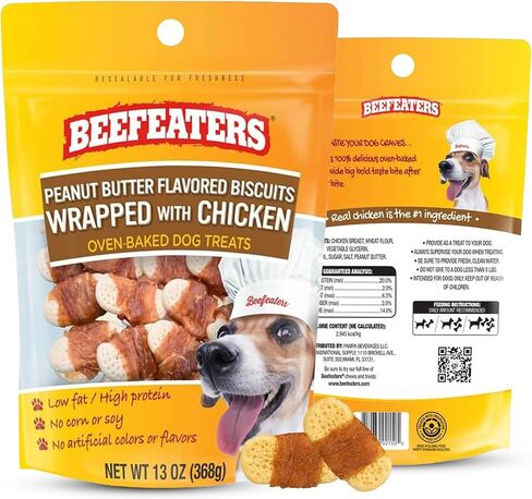 Beefeaters Peanut Butter Dog Biscuits with Real Chicken - Oven-Baked, High-Protein, Low-Fat Treats for Small, Medium & Large Dogs – Ideal for Training, Dental Benefits - No Artificial Flavors in Kuwait