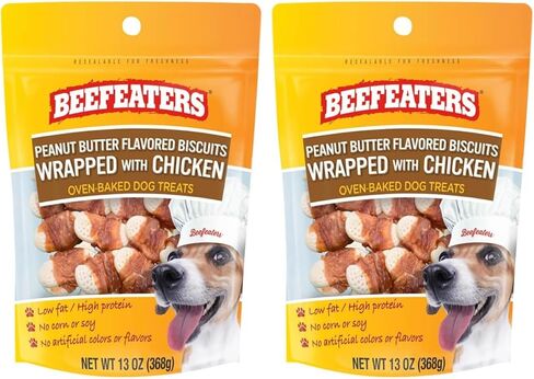 Beefeaters Peanut Butter Dog Biscuits with Real Chicken - Oven-Baked, High-Protein, Low-Fat Treats for Small, Medium & Large Dogs – Ideal for Training, Dental Benefits - No Artificial Flavors in Kuwait