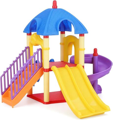 doitool الأطفال الصغار ملعب نموذج لعبة الشرائح، شريحة صغيرة زخرفة بيت الدمية للأطفال، ديكور ملعب دمية مصغرة للعب التظاهر وتزيين الغرفة، 11. 4 × 11 × 9 بوصة in Kuwait