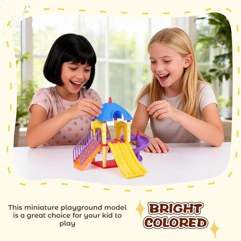 doitool الأطفال الصغار ملعب نموذج لعبة الشرائح، شريحة صغيرة زخرفة بيت الدمية للأطفال، ديكور ملعب دمية مصغرة للعب التظاهر وتزيين الغرفة، 11. 4 × 11 × 9 بوصة in Kuwait