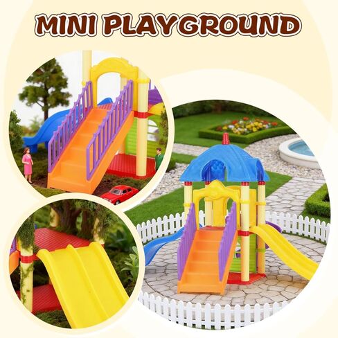 doitool الأطفال الصغار ملعب نموذج لعبة الشرائح، شريحة صغيرة زخرفة بيت الدمية للأطفال، ديكور ملعب دمية مصغرة للعب التظاهر وتزيين الغرفة، 11. 4 × 11 × 9 بوصة in Kuwait