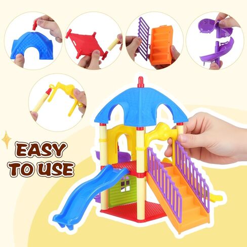 doitool الأطفال الصغار ملعب نموذج لعبة الشرائح، شريحة صغيرة زخرفة بيت الدمية للأطفال، ديكور ملعب دمية مصغرة للعب التظاهر وتزيين الغرفة، 11. 4 × 11 × 9 بوصة in Kuwait