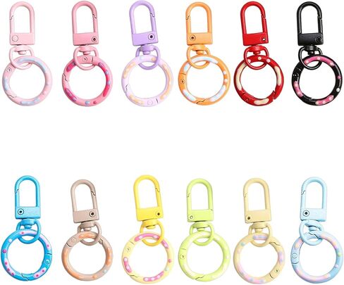 12 Color Lobster Claw Clasp, Colorful Metal Keychain, Snap Lobster Claw Clasp with Spring for Bag Door Key Chains DIY Craft Jewelry Making in Kuwait
