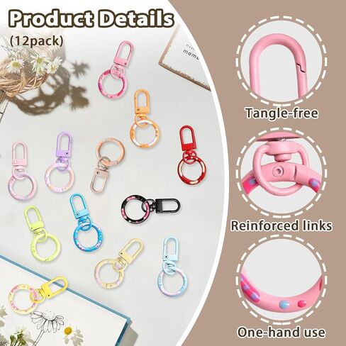 12 Color Lobster Claw Clasp, Colorful Metal Keychain, Snap Lobster Claw Clasp with Spring for Bag Door Key Chains DIY Craft Jewelry Making in Kuwait