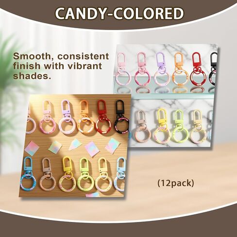 12 Color Lobster Claw Clasp, Colorful Metal Keychain, Snap Lobster Claw Clasp with Spring for Bag Door Key Chains DIY Craft Jewelry Making in Kuwait