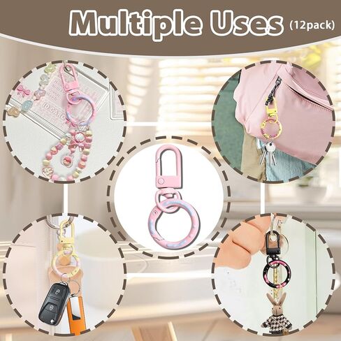 12 Color Lobster Claw Clasp, Colorful Metal Keychain, Snap Lobster Claw Clasp with Spring for Bag Door Key Chains DIY Craft Jewelry Making in Kuwait