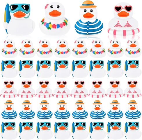 Honoson 24 Pcs Summer Beach Rubber Duckies Bulk Mini Rubber Duck Bath Toys Float Bathtub Ducky Cute Squeaky Ducky for Classroom Carnival Summer Birthday Baby Shower Party Favor (8 Colors) in Saudi Arabia