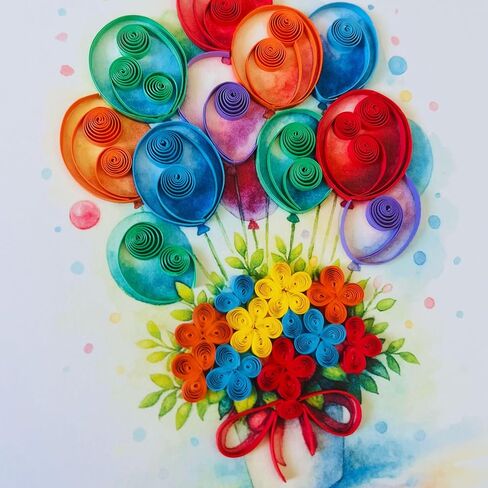 Quilling Card and blank paper write down, Birthday Cards, handmade birthday card and gift, handcrafted cards with flying baloons designs in Saudi Arabia