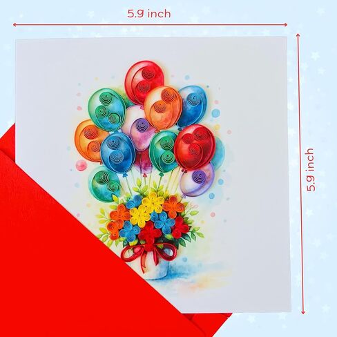 Quilling Card and blank paper write down, Birthday Cards, handmade birthday card and gift, handcrafted cards with flying baloons designs in Saudi Arabia
