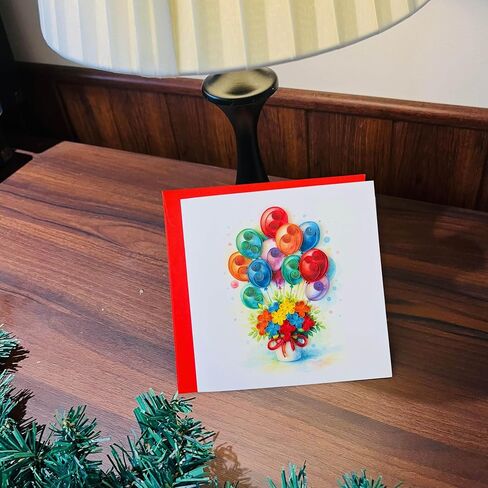 Quilling Card and blank paper write down, Birthday Cards, handmade birthday card and gift, handcrafted cards with flying baloons designs in Saudi Arabia