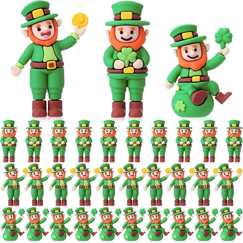 Kathfly 30 Pcs St Patrick's Day Mini Leprechaun Gnomes Figurine Small Lucky Shamrock Statue Tiny Irish Duendes De La Suerte Figures St. Patricks Showcase Party Tiered Tray Table Gifts Hide and Seek in Saudi Arabia